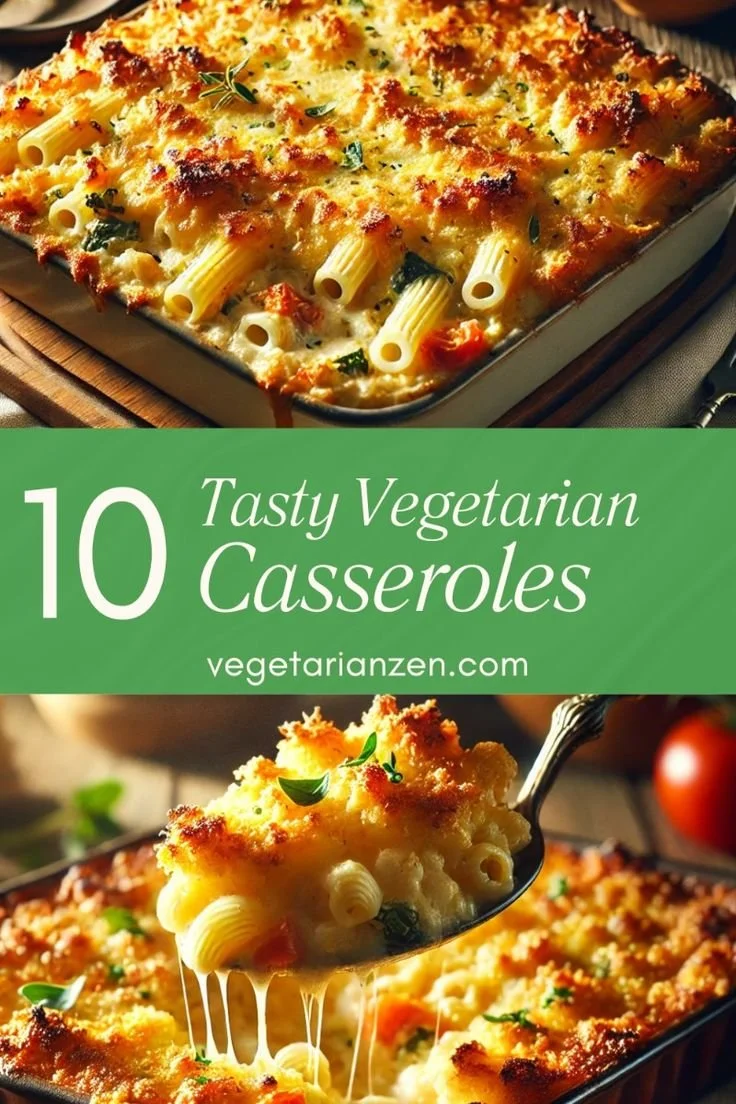 Delicious vegetarian casseroles ready to serve for a hearty meal.