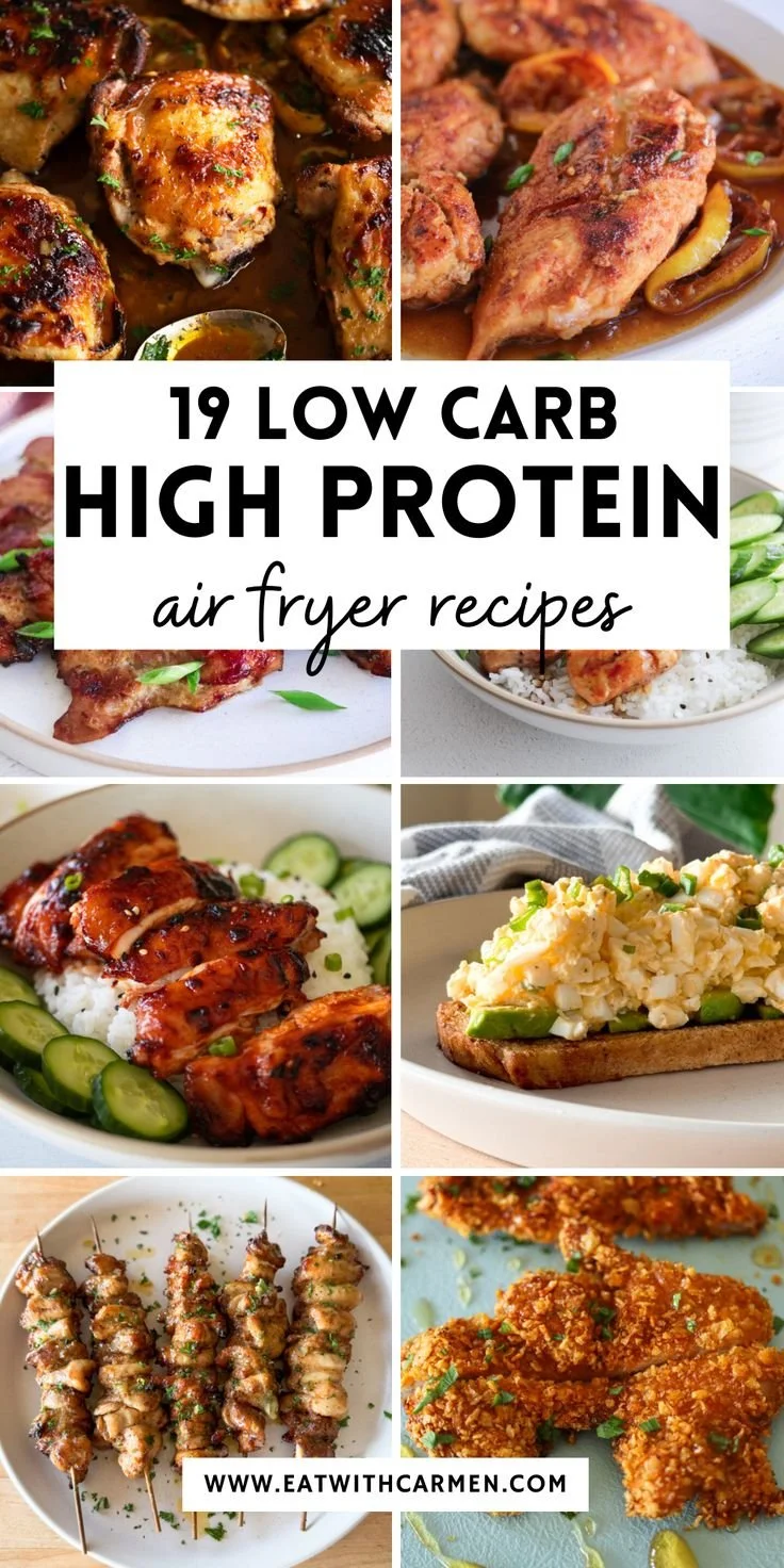Delicious low carb high protein air fryer recipes for healthy meals.