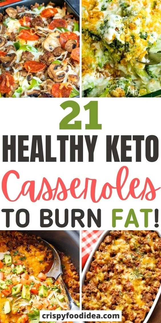 Various keto casserole dishes for easy fat burning recipes.
