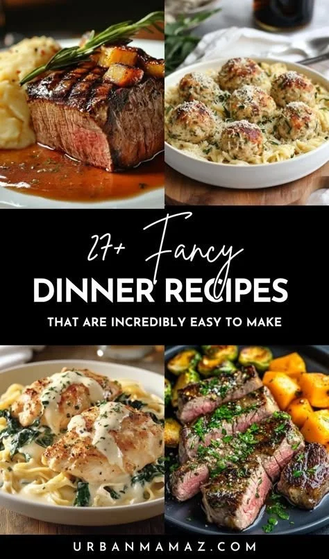Plate of delicious fancy dinner recipes for easy gourmet meals