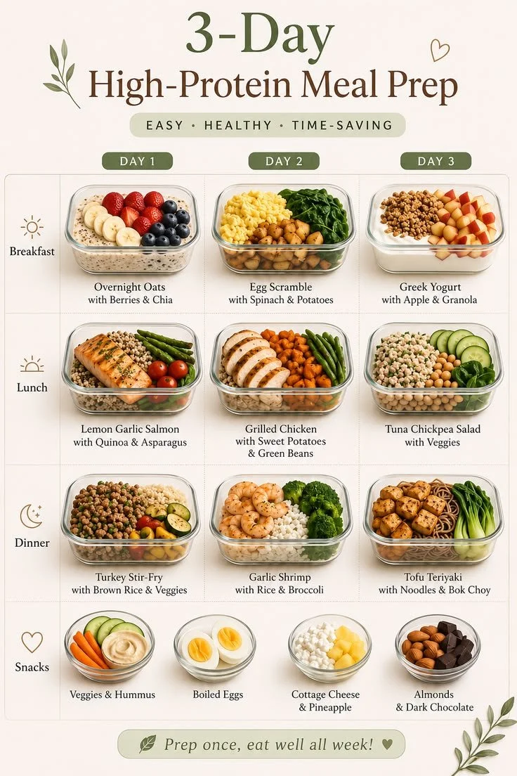 High protein meal prep ideas for busy weekdays including healthy recipes.