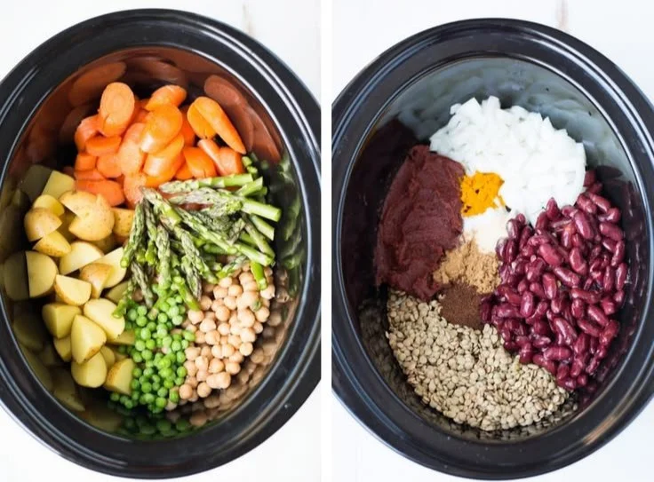 A variety of nourishing slow cooker dinners for healthy meal prep.