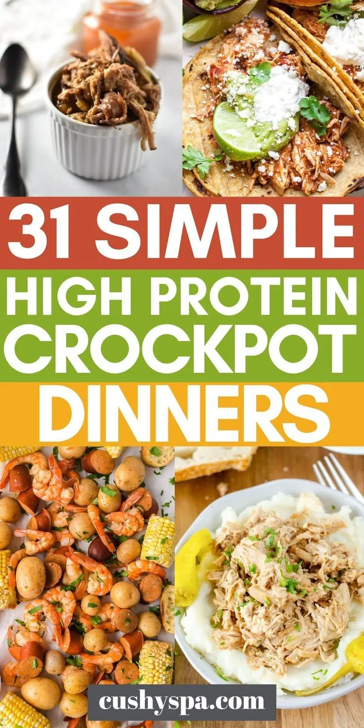 A selection of high protein crockpot recipes for healthy meal preparation