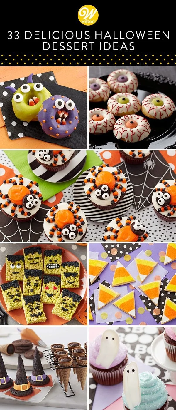A variety of easy Halloween treats in festive, spooky designs.