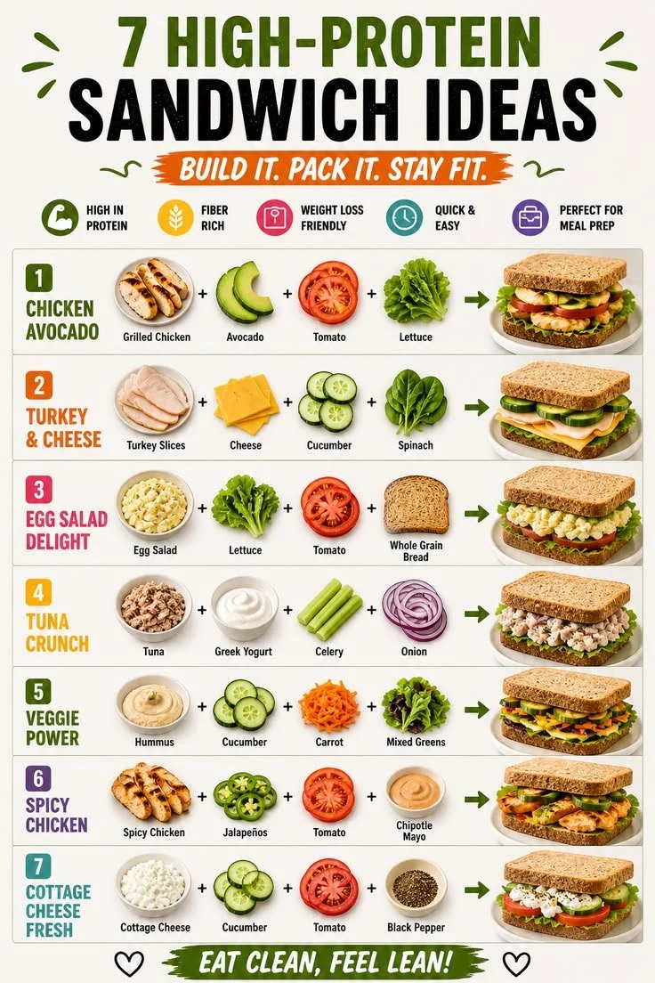 High protein sandwich with fresh ingredients, ideal for meal prep.