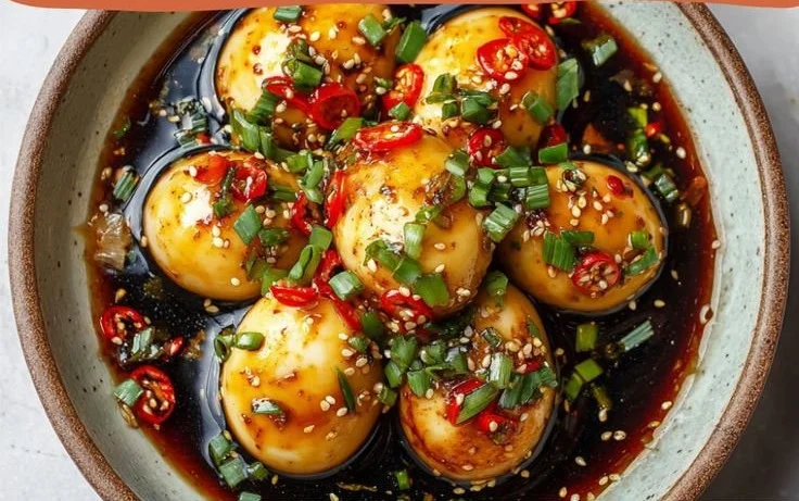Delicious Mayak Eggs marinated in Korean soy sauce, perfect for serving.