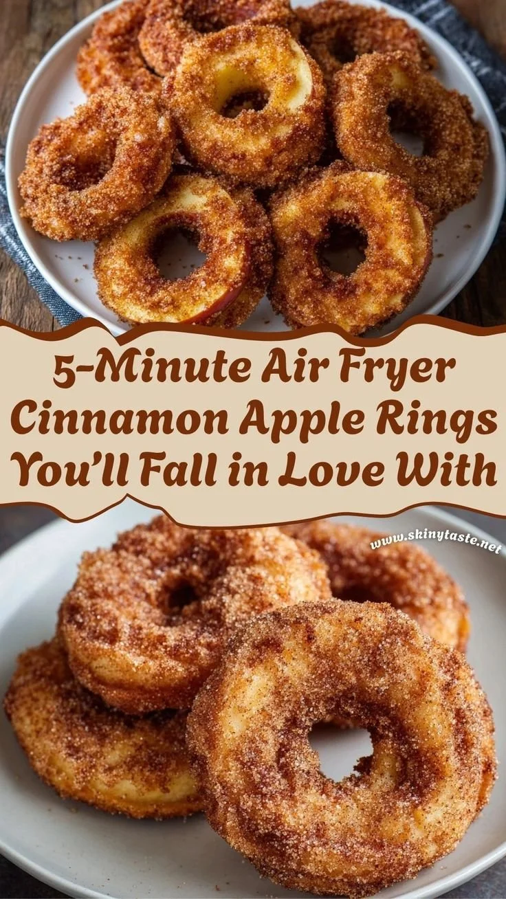 Crispy air fryer cinnamon apple rings garnished with spices