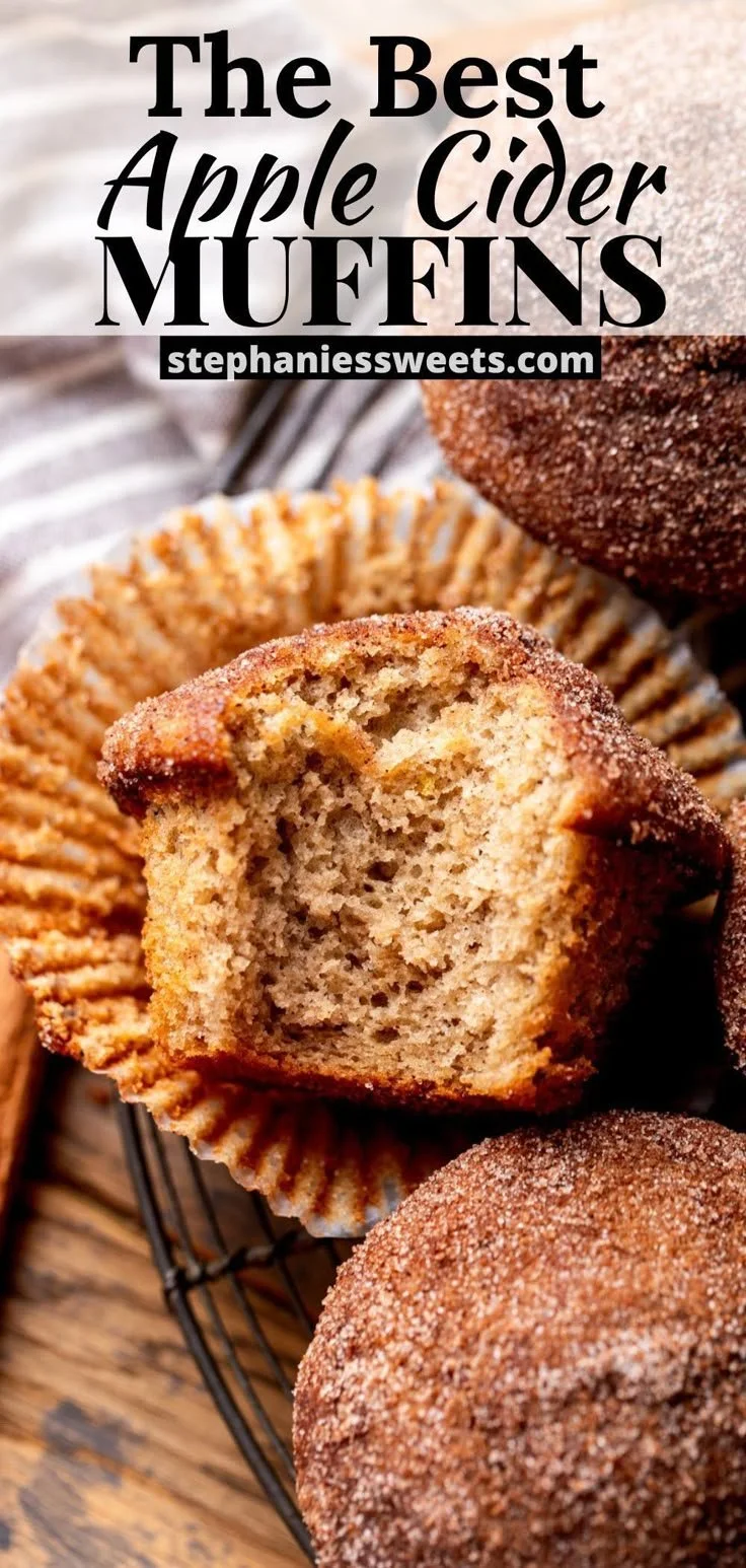 Delicious homemade Apple Cider Muffins with warm spices and fresh apples.