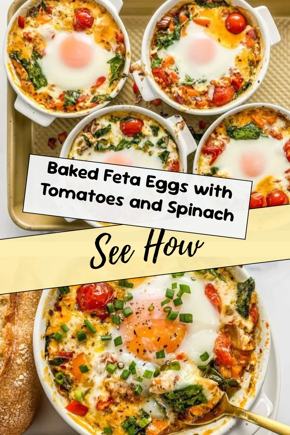 Baked Feta Eggs with Tomatoes and Spinach