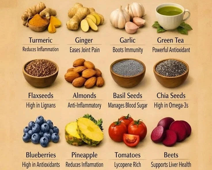 Best anti-inflammatory foods list with healthy ingredients and meal ideas.