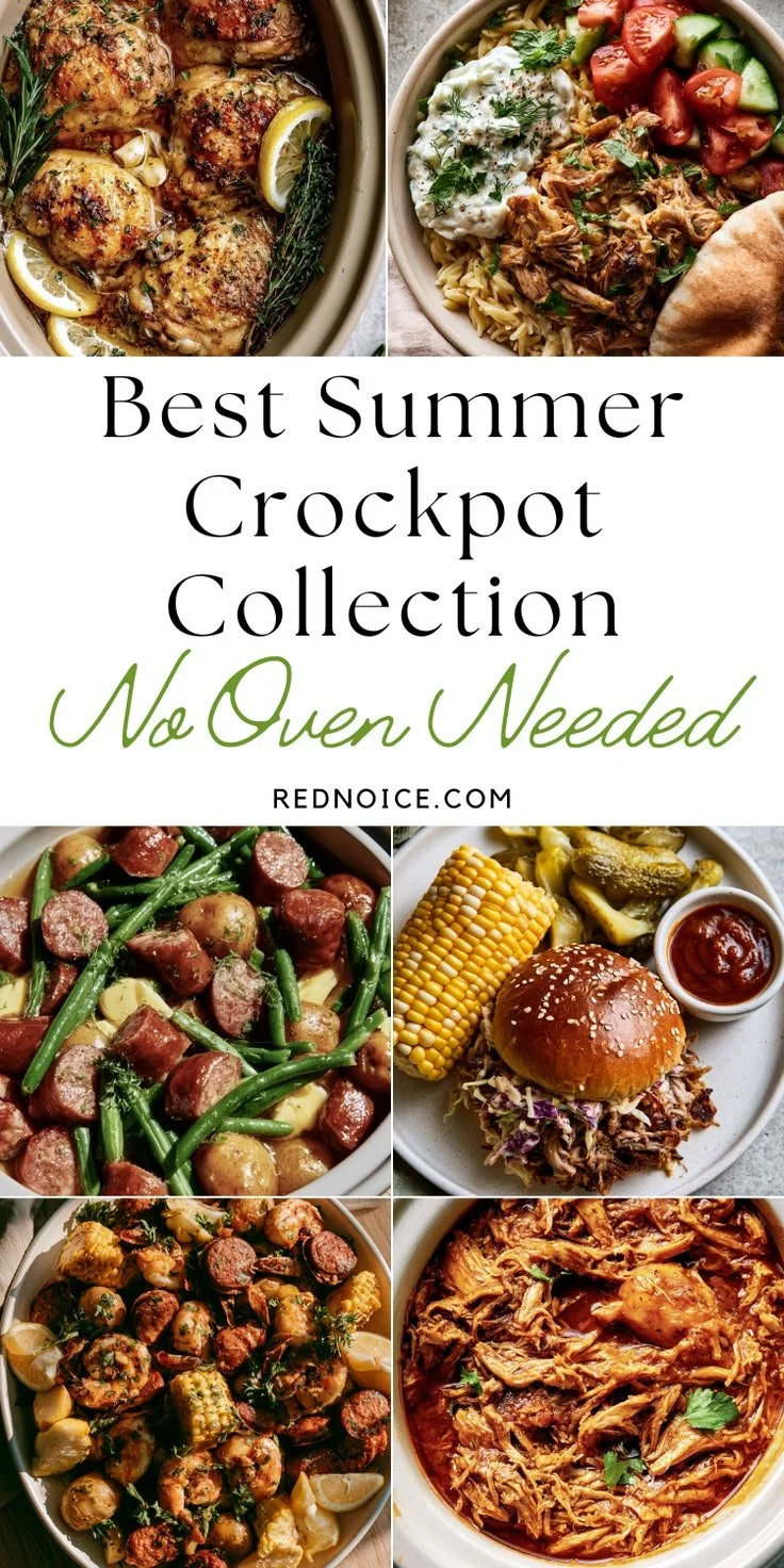 Delicious summer crockpot recipes for no-oven meal preparation.