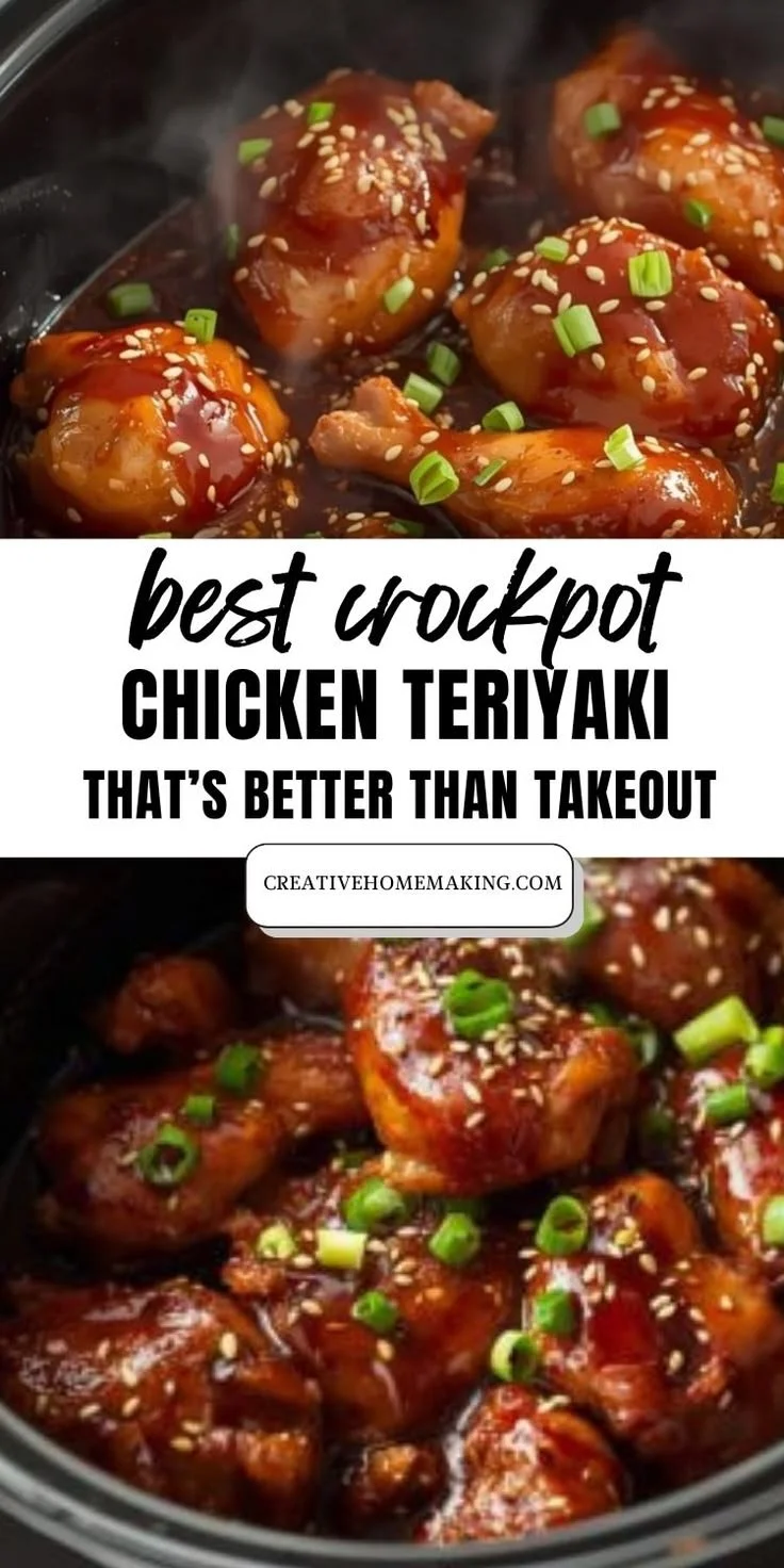 Healthy slow cooker teriyaki chicken served in a bowl with veggies and rice