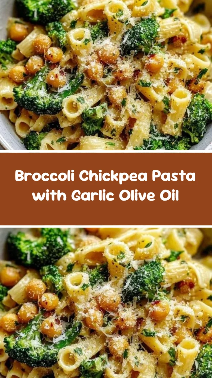 Broccoli Chickpea Pasta with Garlic Olive Oil