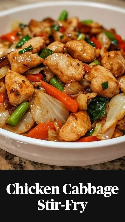 Delicious Chicken Cabbage Stir-Fry with colorful vegetables and tender chicken