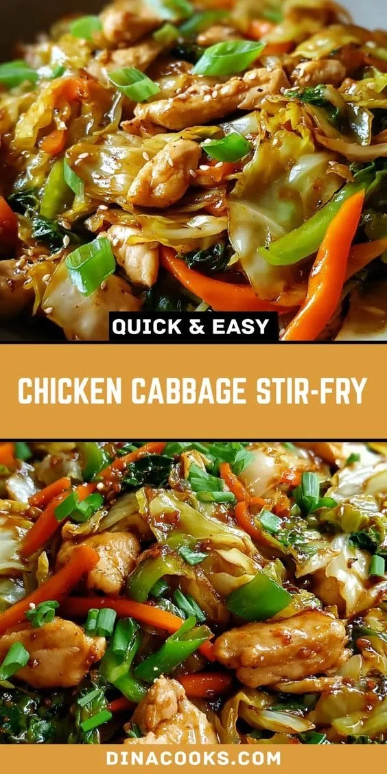 Colorful Chicken Cabbage Stir-Fry with vegetables in a pan