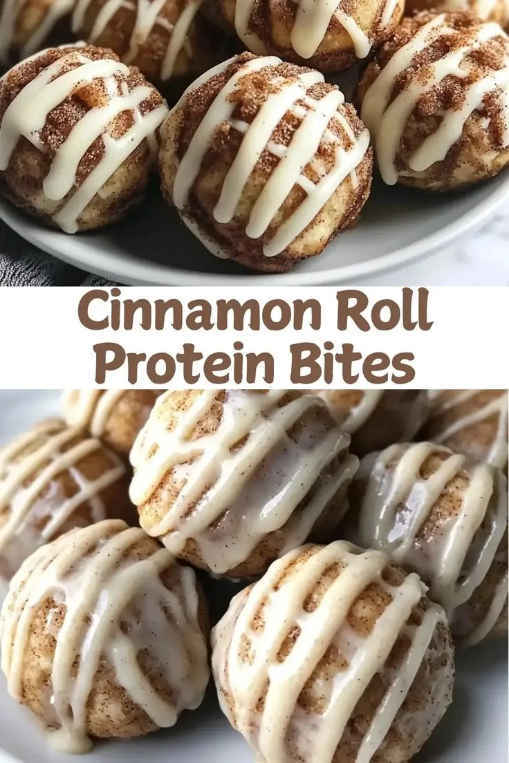 Cinnamon roll protein bites for a healthy and delicious snack option.