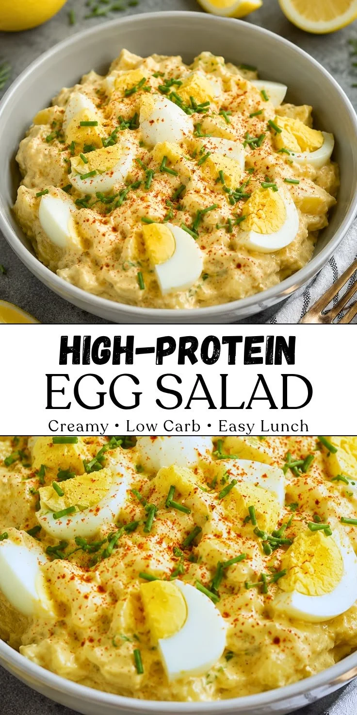Creamy high-protein egg salad prepared with Greek yogurt