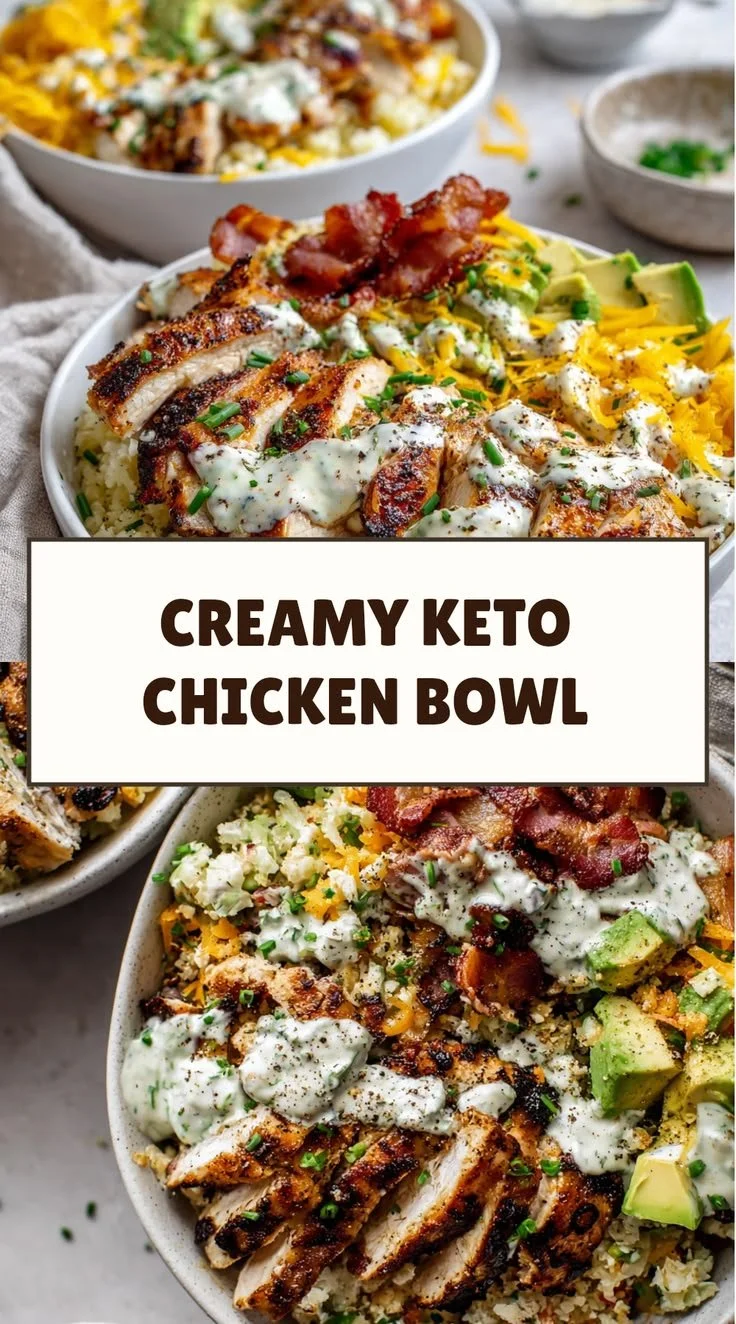 Creamy Keto Chicken Bacon Ranch Bowl for easy meal prep