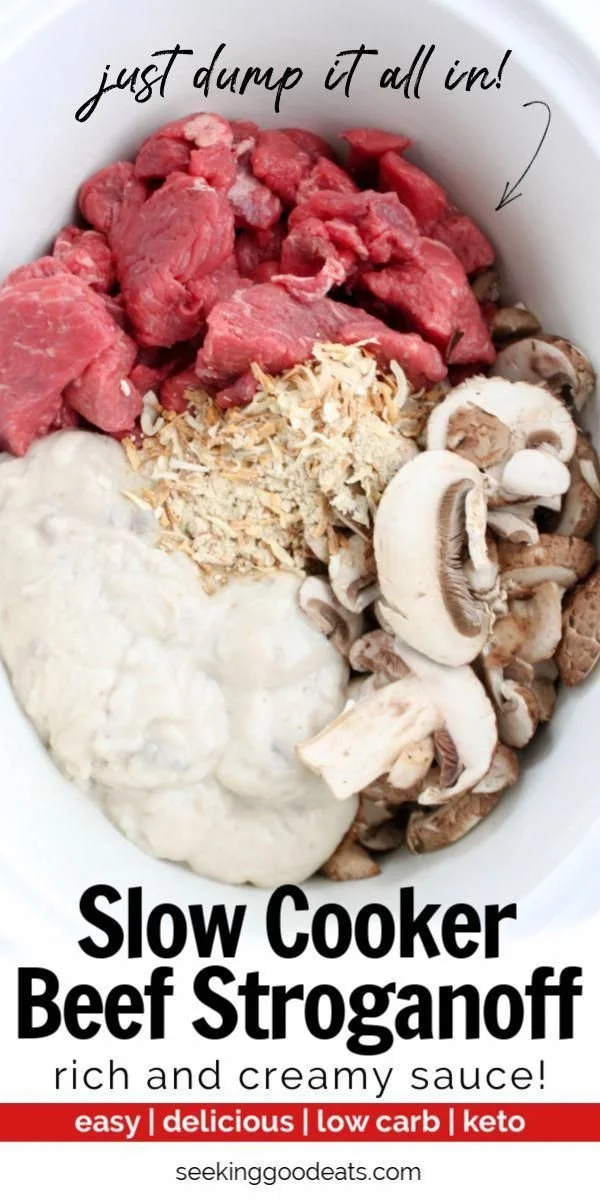 Delicious crockpot beef stroganoff served in a bowl, ideal for keto diets.