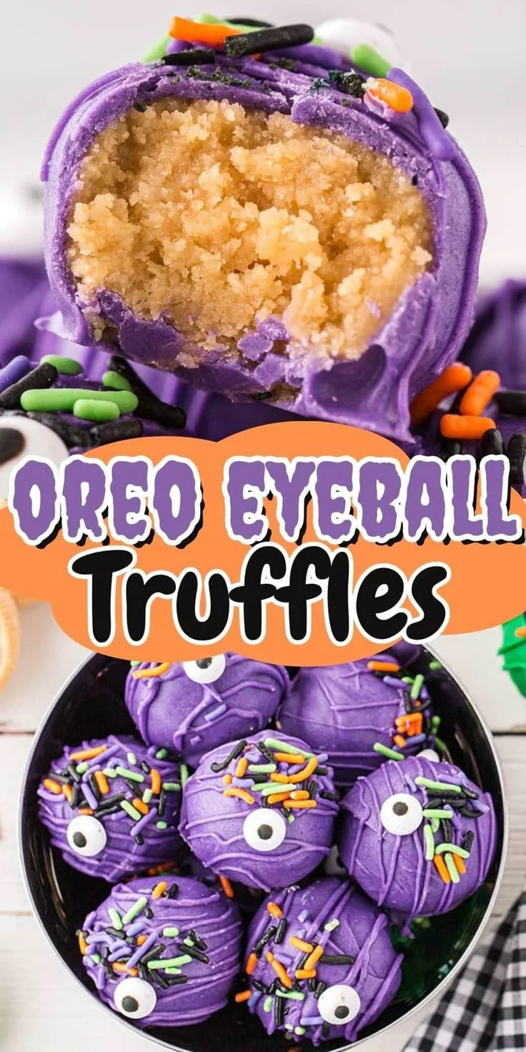 Delicious Halloween Oreo Truffles decorated for spooky festivities