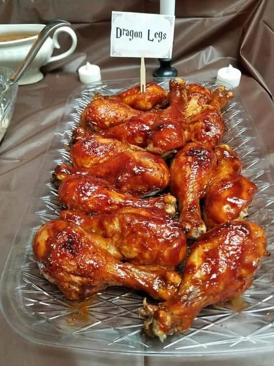 Dragon Legs BBQ Chicken Recipe inspired by Harry Potter for themed dinner parties
