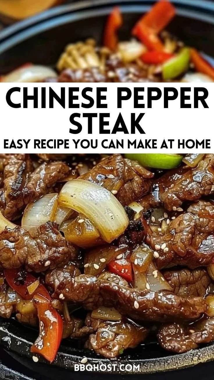 Delicious Chinese pepper steak served on a plate with vibrant vegetables.
