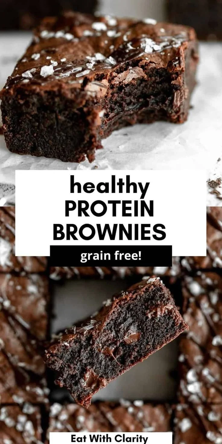 Fudgy protein brownies made with almond flour, gluten-free and low sugar