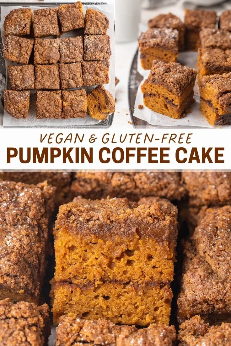 Gluten-free vegan pumpkin coffee cake recipe for Thanksgiving