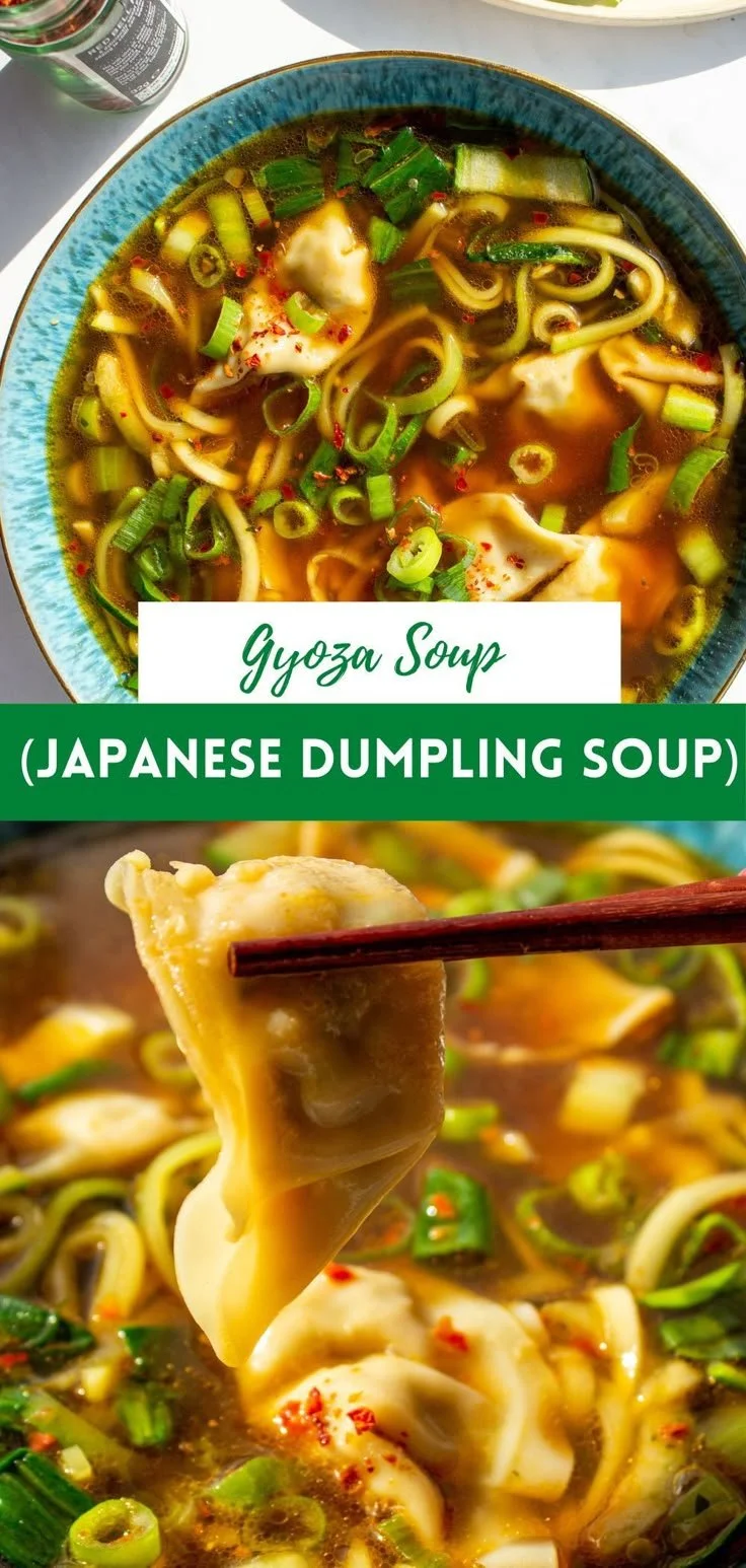 Delicious Gyoza Soup featuring Japanese dumplings in a savory broth