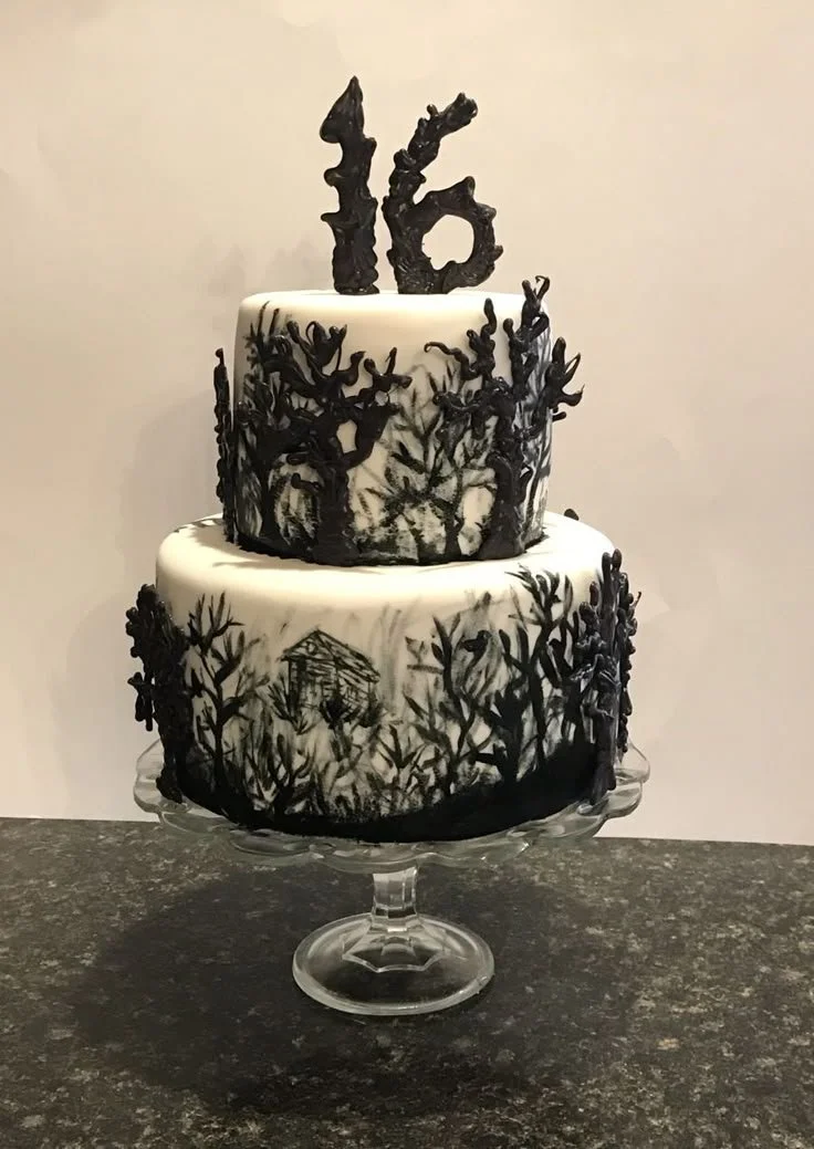 Halloween Forest Cake decorated with spooky elements and autumnal colors