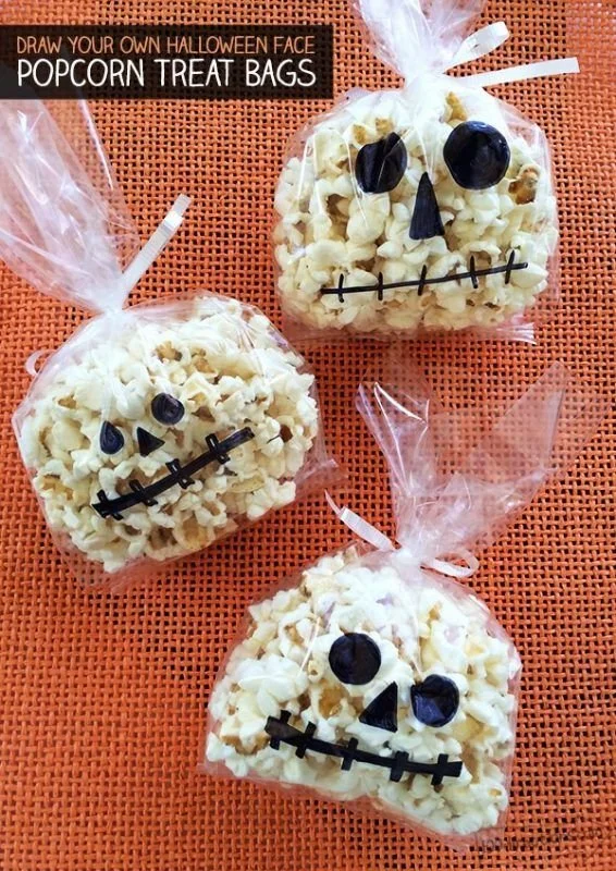 Colorful Halloween popcorn with spooky designs and festive flavors