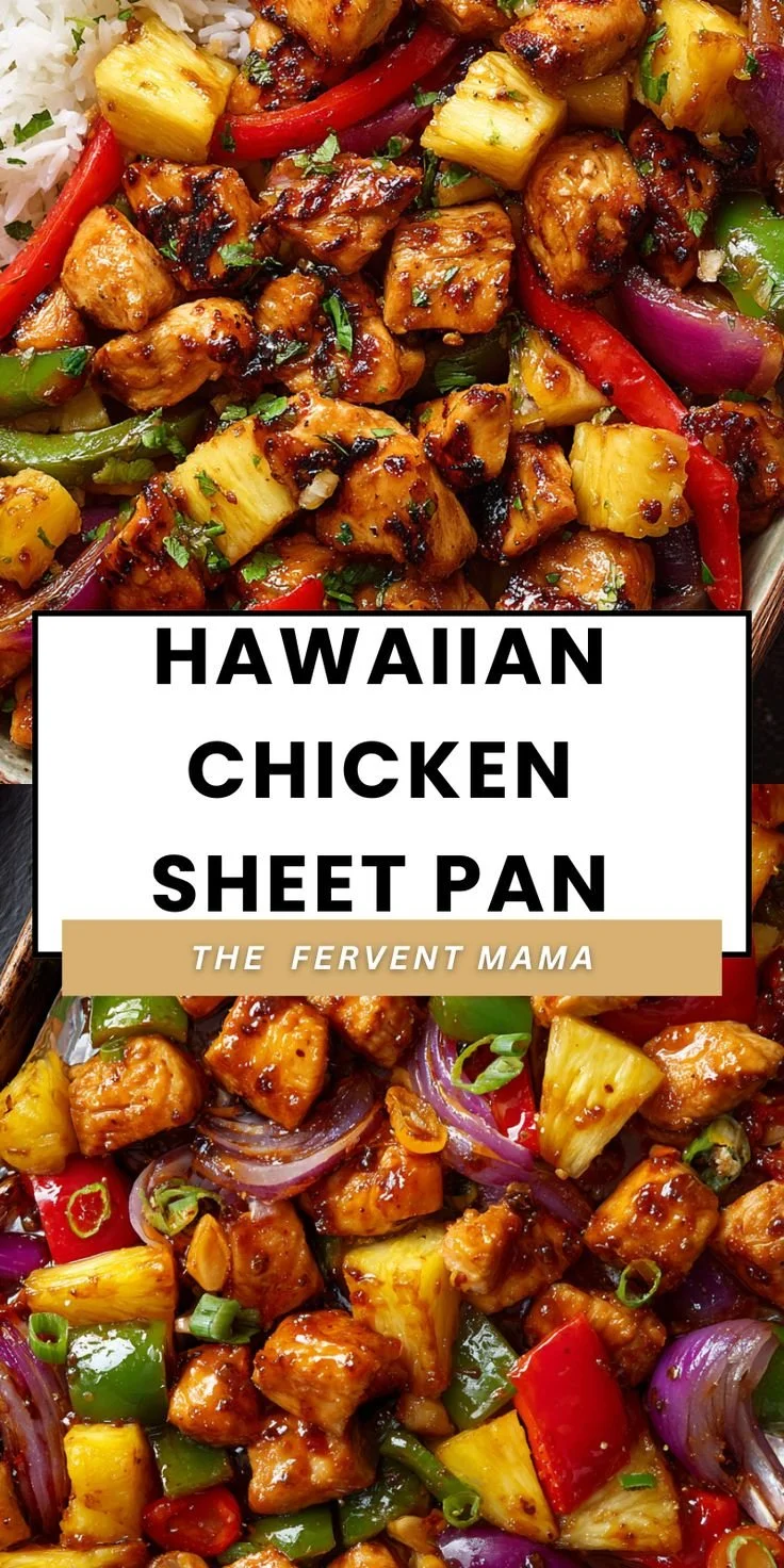 Delicious Hawaiian Chicken Sheet Pan with vibrant vegetables and tropical flavors