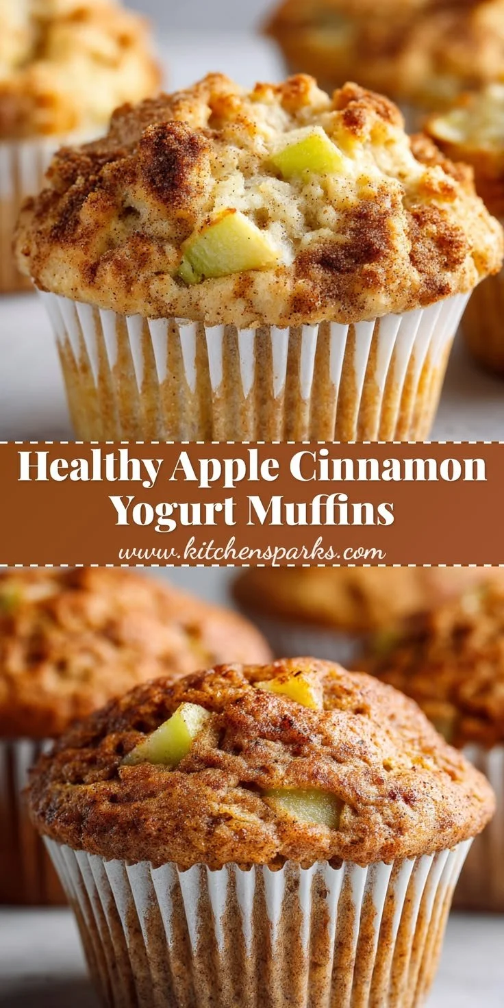 Healthy apple cinnamon muffins with Greek yogurt for breakfast