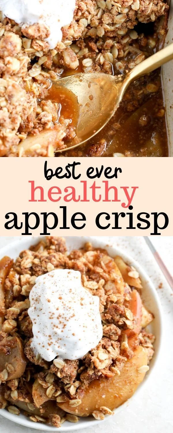 Healthy apple crisp dessert with oats and cinnamon