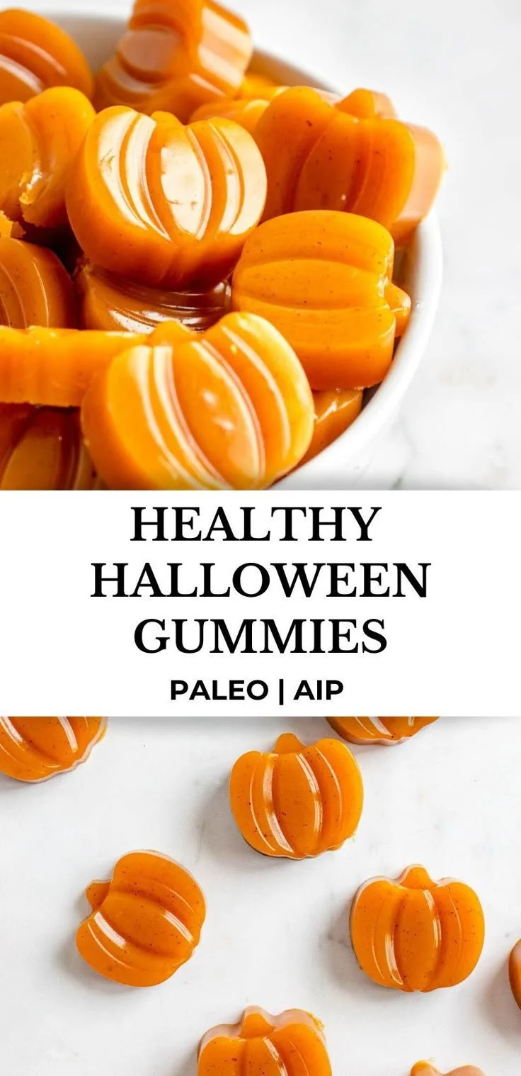 Healthy Halloween gummies recipe for Paleo and AIP diets from Heal Me Delicious.