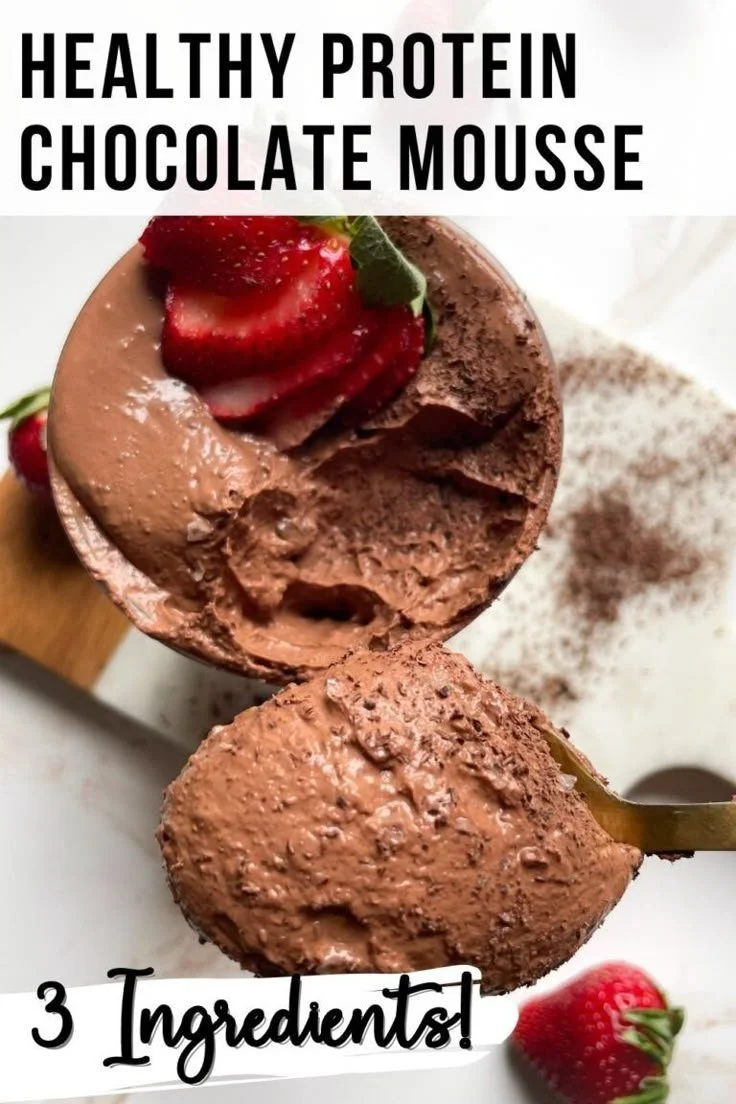 Healthy protein chocolate mousse dessert made with 3 ingredients