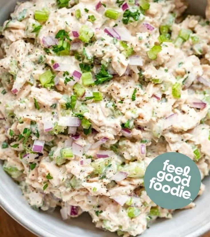 Healthy tuna salad served in a bowl with fresh vegetables
