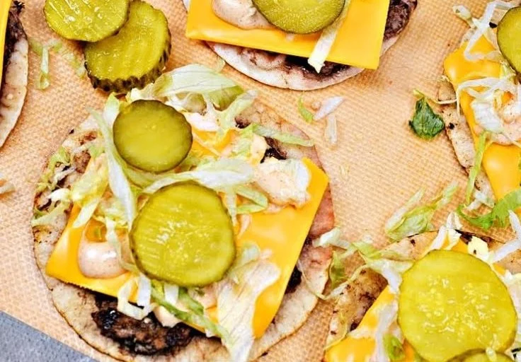 Keto Big Mac Smash Burgers served on a plate with toppings