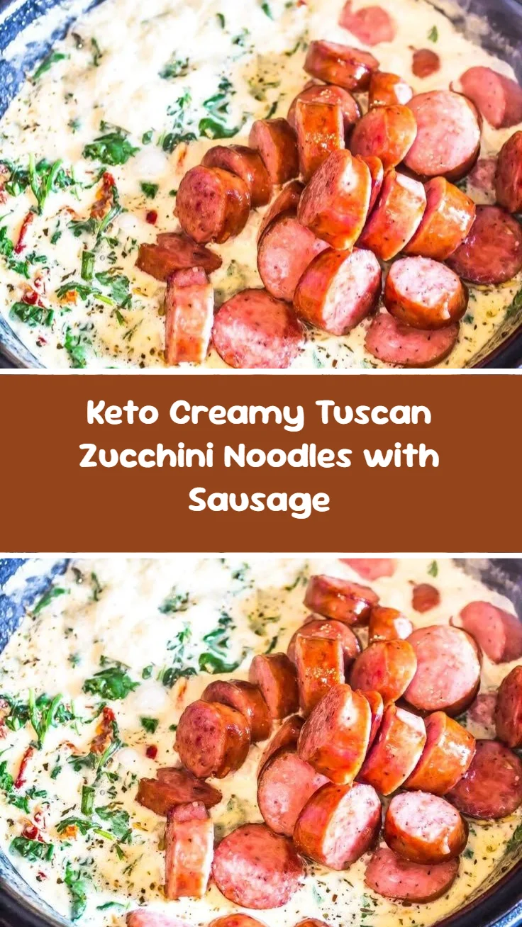 Keto Creamy Tuscan Zucchini Noodles with Sausage