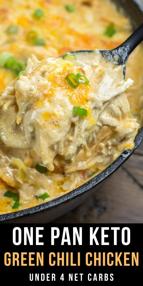 One-pan Keto Green Chili Chicken dish with green chilies and vibrant ingredients