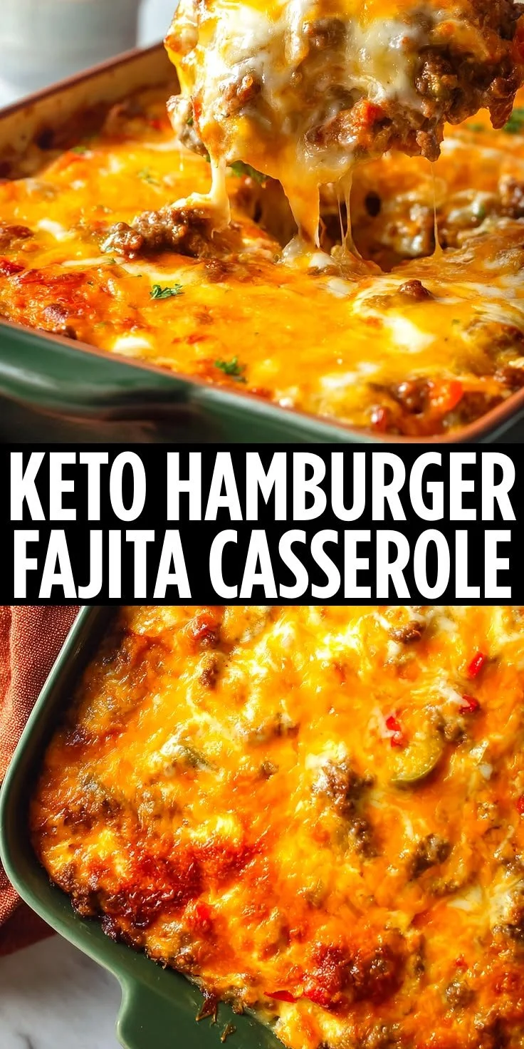 Delicious Keto Hamburger Fajita Casserole ready to serve
