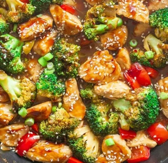 Colorful Keto Stir Fry with fresh vegetables and protein in a skillet.