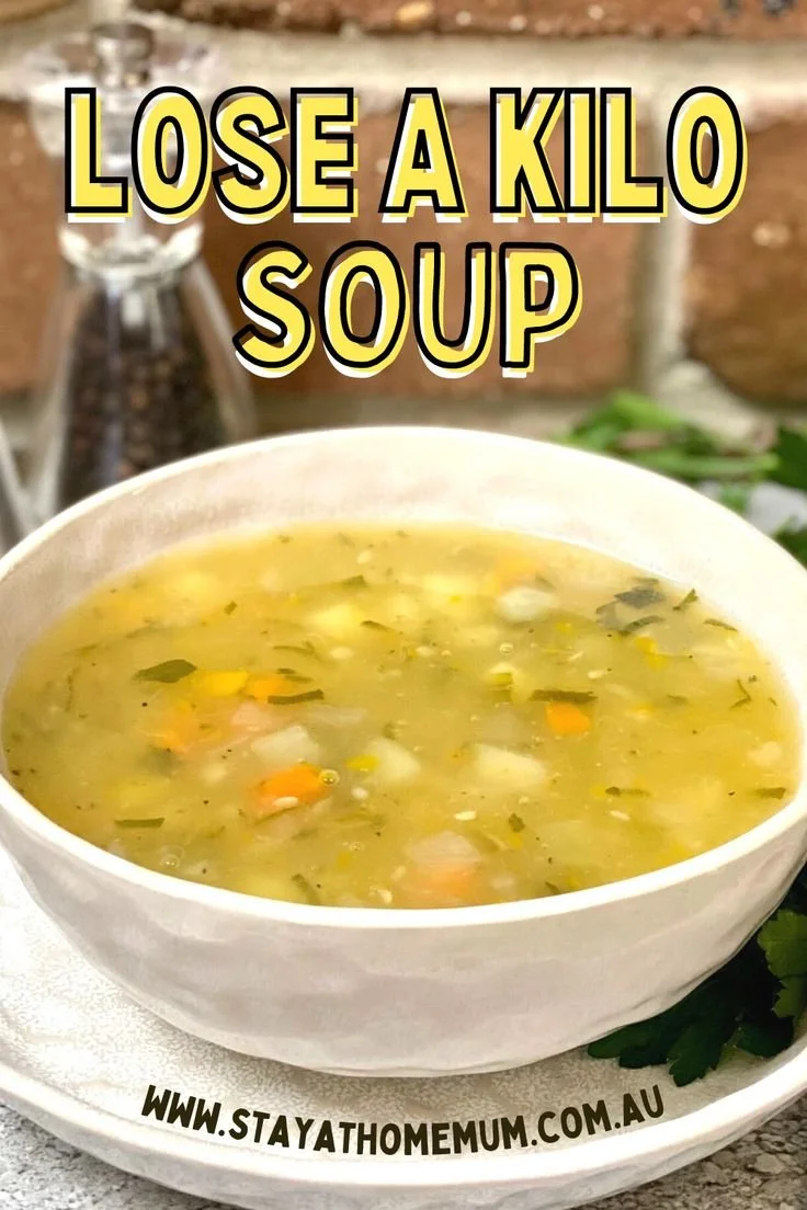 Healthy vegetable soup for weight loss recipe with fresh ingredients and vibrant colors.