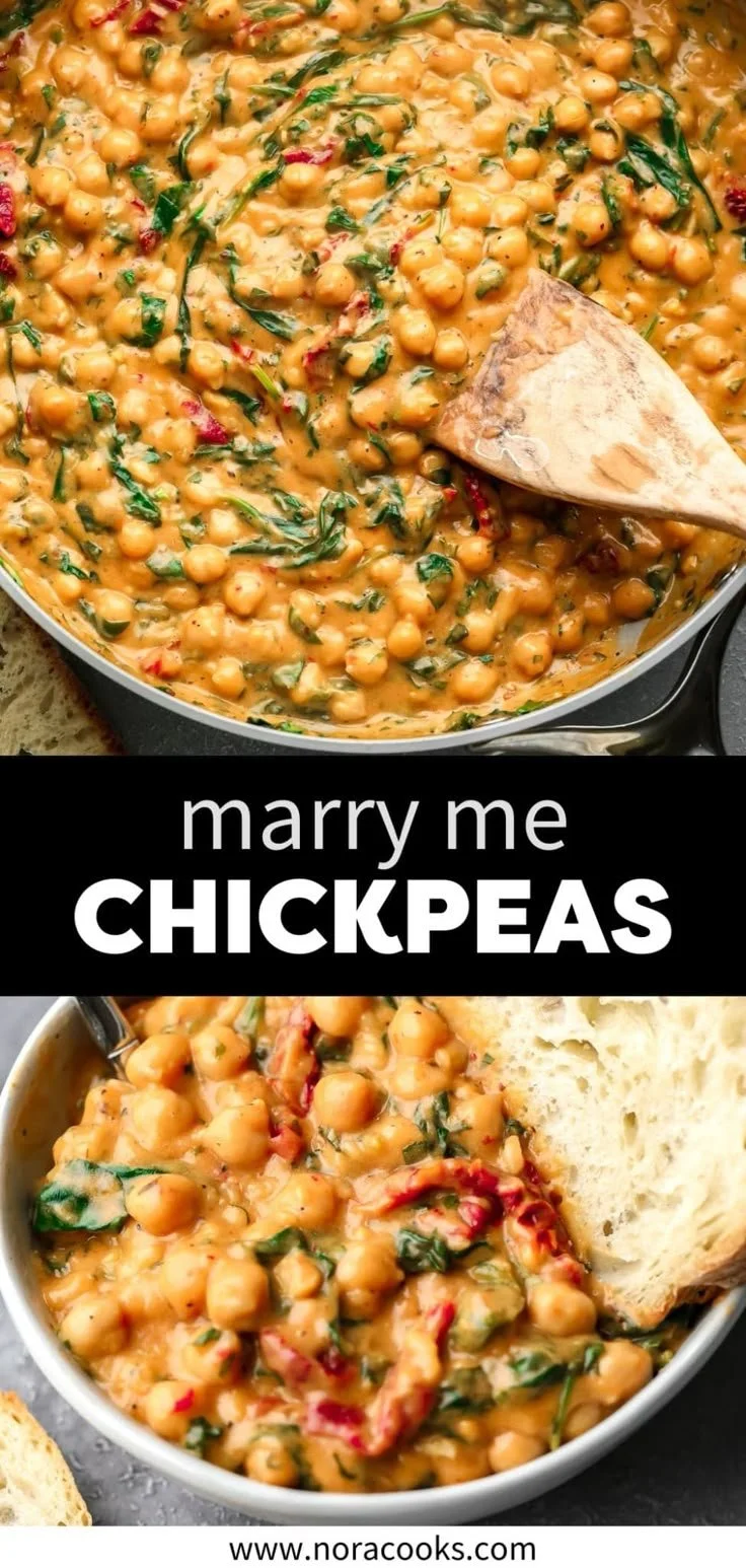 Delicious Marry Me Chickpeas served in a colorful bowl