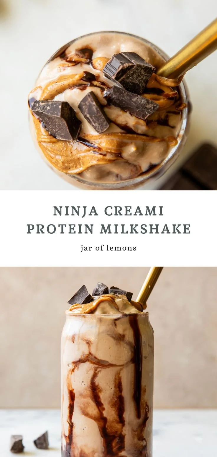 Ninja Creami Protein Milkshake topped with fresh berries