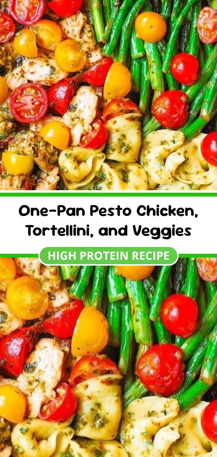 One-Pan Pesto Chicken, Tortellini, and Veggies