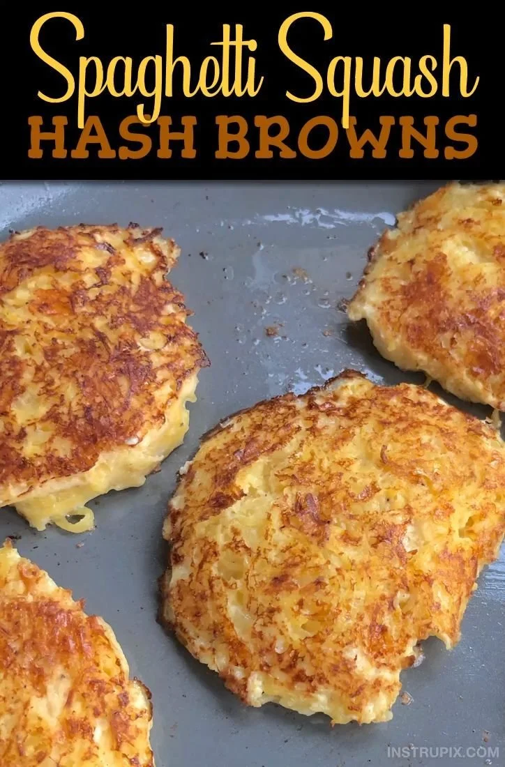 Crispy Spaghetti Squash Hash Browns served on a plate