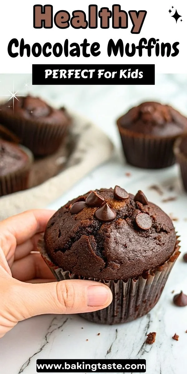 Deliciously healthy chocolate muffins in a bakery setting