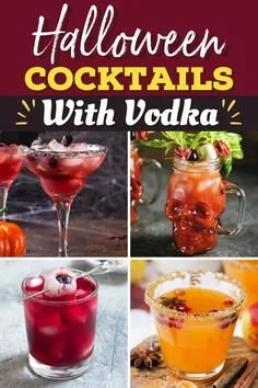Collection of spooky Halloween cocktails featuring vodka with easy recipes