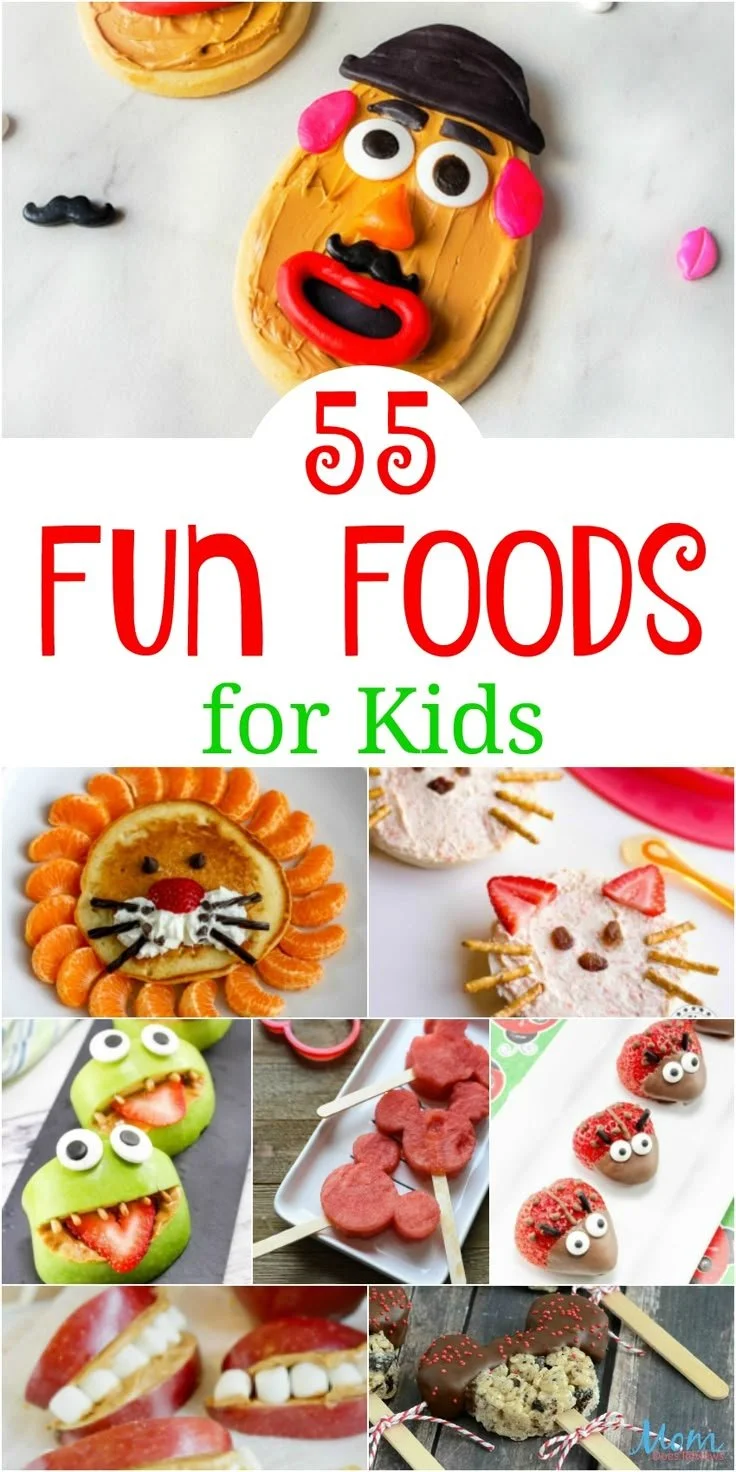 Colorful fun foods for kids displayed on a plate, appealing and creative for meals.